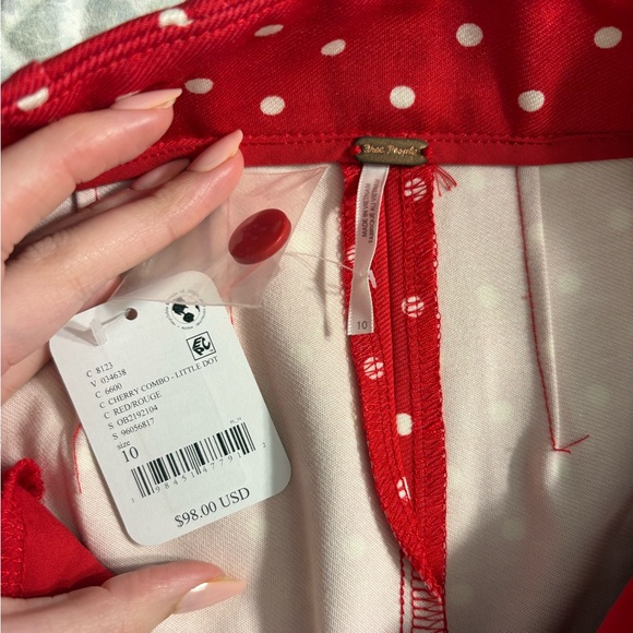Free People Red and White Polka Dot Capris - Picture 7 of 8